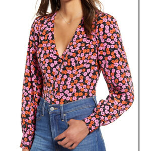 All in Favor Floral Print Blouse Size L